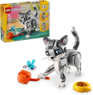 LEGO Creator 3 in 1 Playful Cat Toy – Building Toy with 3 Building Options, Cat, Dog, or Pigeon – Animal Figures for Kids, Girls and Boys, Ages 8+ – Gift Idea for Birthday – 31163