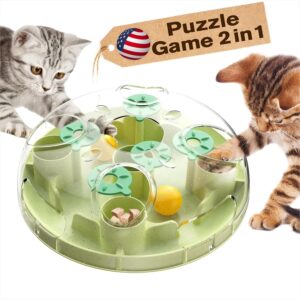 KADTC Cat Puzzle Games Level 3 in 1 Intelligence Mind Game Foraging Balls Kitten Food Puzzles Toy for Indoor Cats Sensory Activity Enrichment Toys Treat Feeder Entertainment Kitty Mental Stimulation