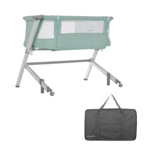 Skylar Bassinet and Bedside Sleeper in Mint, Lightweight and Portable Baby Bassinet, Five Position Adjustable Height, Easy to Fold and Carry Travel Bassinet, JPMA Certified