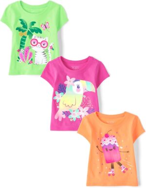 The Children’s Place Baby Girls’ Dream Girl Graphic Short Sleeve Tee 2 pack