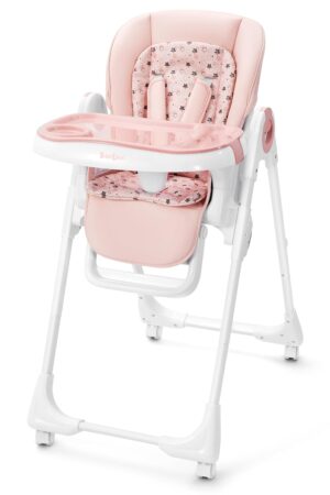 Convertible High Chairs for Babies and Toddlers, Foldable High Chair with Adjustable Backrest, Footrest and Tray, Baby Dinning High Chair with Lockable Wheels, Star Pink