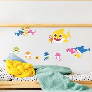 Wall Palz Baby Shark Family Wall Decals – Set of 8 Peel and Stick Vinyl Wall Stickers for Bathroom Nursery Bedroom Decor