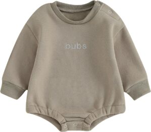 VISGOGO Newborn Infant Baby Boy Girls Oversized Romper Little Dude Sweater Onesie Coming Home Outfit Neutral Clothes