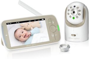 Infant Optics DXR-8 PRO Video Baby Monitor, 720P HD Resolution 5″ Display, Patented A.N.R. (Active Noise Reduction), No WiFi, Pan Tilt Zoom, and Interchangeable Lenses