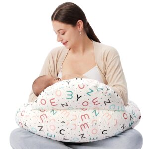 Momcozy Original Nursing Pillow for Breastfeeding, Plus Size Breastfeeding Pillows for More Support, with Adjustable Waist Strap and Removable Cotton Cover, Monogram