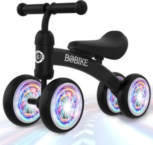 Baby Balance Bike Toys for 12-36 Months Kids Toy Boy and Girls Gifts Toddler Best First Birthday Gift Children Walker No Pedal Infant 4 Wheels Bicycle (Colorful, Black-Light)