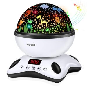 Moredig Kids Night Light Projector, Remote Baby Night Lights for Kids Room with 12 Music Nursery Night Light Projector for Kids Timer 2 Projections 18 Light Modes, Gifts for Baby Kids – Black