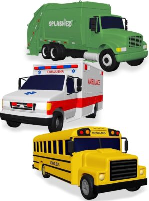 SplashEZ Mold Free Bath Toys for Babies & Toddlers, Car No Hole Bath Toys for Kids, Toddler Gift, No Mold Bathtub Water Vehicles Set for Kids, Pool, BPA-Free, Safe, Fun, Infant Ages 1 3 6 12 18 Months