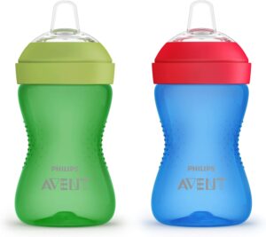 Philips Avent Spout Sippy Cup with Soft Spout and Leak-Proof Design, Blue/Green, 10oz, 2pk, SCF801/21