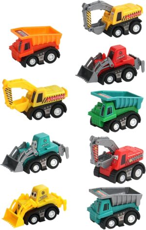Fajiabao Construction Toy Cars for 3+ Years Old Toddler Boy Toys Mini Pull Back Cars Small Truck Sensory Bin Easter Egg Fillers Toddler Party Favors Bulk Prize for Kids(Color Random)