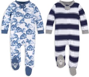 Burt’s Bees Baby Boys’ Sleep & Play PJs, 100% Organic Cotton One-Piece Zip Front Jumpsuit, Baby Boys Footie Pajamas & PJs