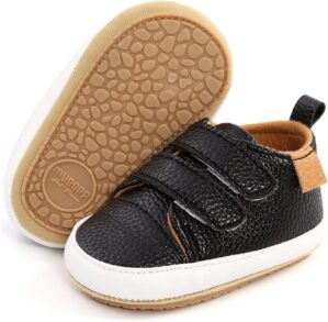 Baby Boys Girls Shoes Non-Slip Rubber Sole High-Top PU Leather Sneakers Infant First Walking Shoes Toddler Crib Shoes Newborn Loafers Flats.
