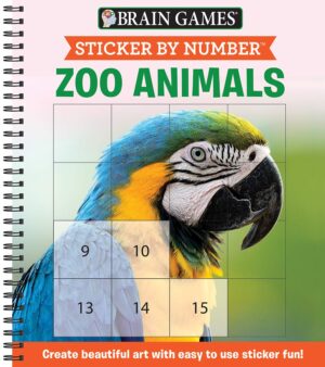 Brain Games – Sticker by Number: Zoo Animals (Easy – Square Stickers): Create Beautiful Art With Easy to Use Sticker Fun!