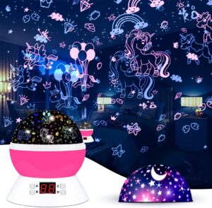 MOKOQI Unicorn Projector Night Light Lamps for Girls boys bedroom Toys for Age 6-8, Unicorns Night Lights with Timer birthday Children’s Day Gifts for Kids Light Projector for Room Decor