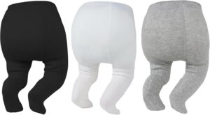 Zando Baby Girl Tights Toddler Cable Knit Tights Cotton Leggings Stockings for Little Girls Pantyhose 3 Pack 0-4T