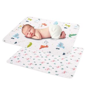 2 Pcs 27x35Inches Waterproof Changing Pads,Reusable Leak Proof Crib Disaper Pads,Portable Unisex Baby Changing Mat for Home&Travel.
