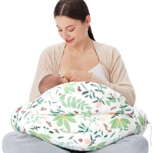 Momcozy Original Nursing Pillow and Positioner – Plus Size Feeding Pillow | Breastfeeding, Bottle Feeding, Baby Support | with Adjustable Waist Strap and Removable Cotton Cover, Green Forest
