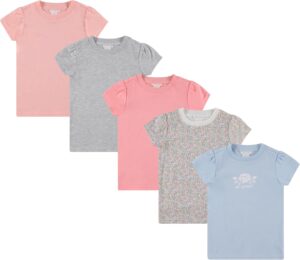 Laura Ashley 5-Pack Infant & Toddler Girls Shirts – Stylish Comfort and Fashion. Multipack Children’s Essentials.