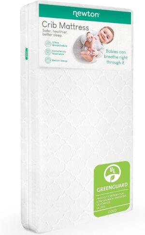 Newton Baby Crib Mattress and Toddler Bed – Ultra-Breathable Proven to Reduce Suffocation Risk, 100% Washable, 2-Stage, Non-Toxic Better Than Organic, Removable Cover – Deluxe 5.5″ Thick- White