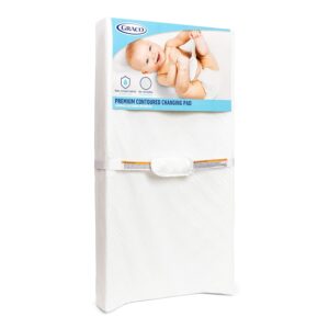 Graco Premium Contoured Changing Pad – GREENGUARD Gold Certified, Water-Resistant, Ultra-Soft Buckle Cover, Contoured Baby Changing Pad, Fits Most Standard-Size Changing Toppers, Non-Skid Bottom