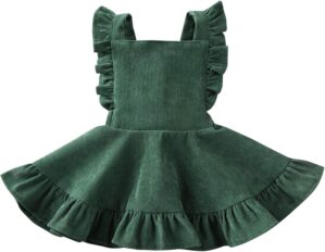 Karuedoo Baby Girls Velvet Suspender Skirt Infant Toddler Ruffled Casual Strap Sundress Summer Outfit Clothes