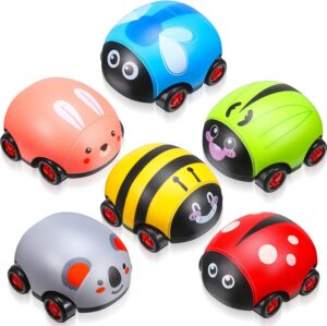 Skylety 6 Pieces Animals Pull Back Cars Friction Powered Push and Go Back and Forth Vehicles Car Toys Friction Powered Vehicle Playset Toys