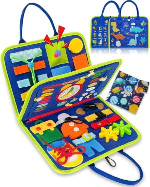 Exorany Busy Board Montessori Toys for 1 2 3 4 Year Old Boys & Girls Birthday Gifts, Sensory Toys for Toddlers 1-3, Educational Travel Preschool Activities Learning Fine Motor Skills