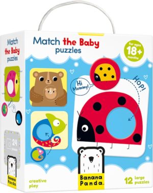 Banana Panda Match The Baby Toddler Puzzles and Matching Activity – Set includes 12 Large 2-Piece Beginner Puzzles with Round Elements to Mix and Match – for kids ages 18 months and up