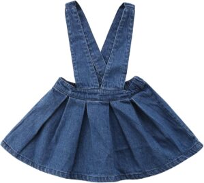 Toddler Girls Denim Dress Suspender Denim Skirt Infant Baby Girl Strap Dress Overalls Outfit