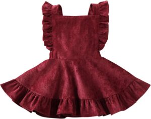 Karuedoo Baby Girls Velvet Suspender Skirt Infant Toddler Ruffled Casual Strap Sundress Summer Outfit Clothes
