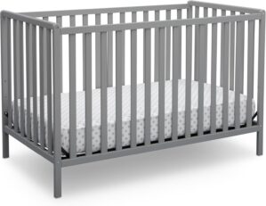 Delta Children Heartland 4-in-1 Convertible Crib – Greenguard Gold Certified, Grey