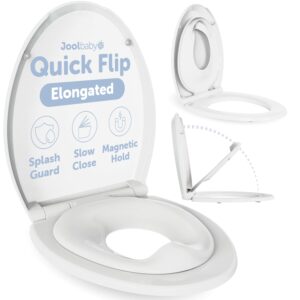 Quick Flip Elongated Toilet Seat with Built-In Potty & Splash Guard for Toddler Training, Slow Close – Jool Baby