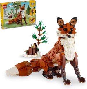 LEGO Creator 3 in 1 Forest Animals Red Fox Toys – Building Toys for Kids, Boys & Girls, Ages 9+ – Animal Figurine W/ 3 Building Options into Fox, Owl, or Squirrel – 31154