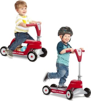 Radio Flyer Scoot 2 Scooter, Toddler Scooter or Ride On, For Kids Ages 1–4 Years, Red Ride On Toy, Large