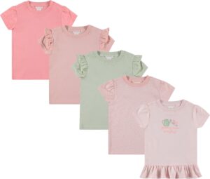 Laura Ashley 5-Pack Infant & Toddler Girls Shirts – Stylish Comfort and Fashion. Multipack Children’s Essentials.