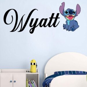 Stich Personalized Name Nursery Wall Decal Vinyl Sticker | Multiple Font Options | Custom Kids Room Décor | Bedside Decals | Children’s Room | Car | Laptop