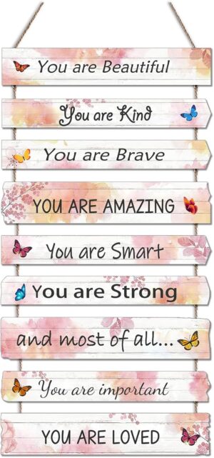 Butterfly Girls Room Decor, Pink Wall Decor for Baby Girl, Girl Bedroom Decor Art Signs, Trendy Stuff Decorations for Kids Nursery Bed Room Dorm Classroom Bathroom