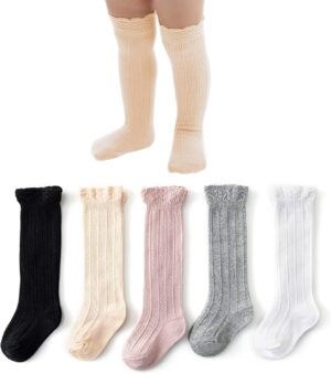 American Trends Baby Knee High Socks Girls Tube Long Socks Boys Newborn Infants Toddlers Ruffled Socks