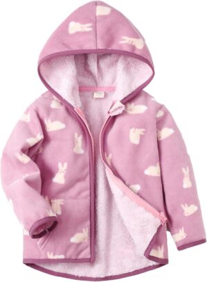 Feidoog Toddler Fleece Jacket Baby Boys Girls Hooded Waterproof Zipper Long Sleeve Thick Warm Outerwear