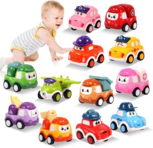 12 Pcs Pull Back Cars Set Toys for 1 2 3 Year Toddlers, Baby Car Toys for 6-12-18 Months, Construction Vehicle Racing Car Set, Baby Toys for 1 2 Year Old Boy, 1st Birthday Gift for 1 2 3 Year Old Boys