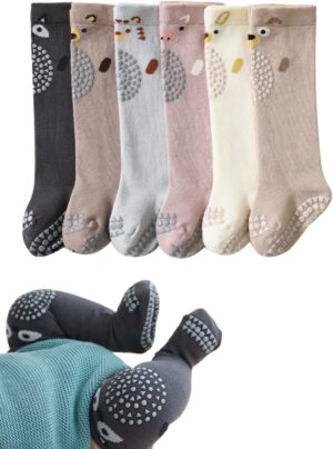Toddlers Knee High Socks Girl Boy Non Slip with Grips Anti Skid Socks Newborn Infant Indoor Floor Crawling Tube Stockings