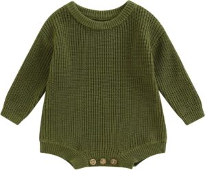 FYBITBO Baby Girl Boy Sweater Knit Oversized Pullover Sweatshirt Romper Onesie Warm Fall Winter Clothes Outfit Newborn