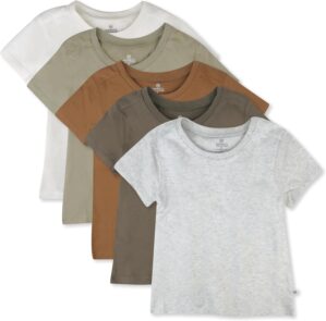 HonestBaby Multipack Short Sleeve T-Shirt Tee 100% Organic Cotton Infant Baby, Toddler, Little Kids Boys, Girls, Unisex