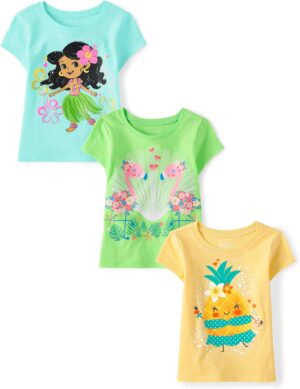 The Children’s Place Baby Girls’ Dream Girl Graphic Short Sleeve Tee 2 pack