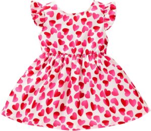Viworld Toddler Baby Girls Heart Dress Ruffled Princess Sundress One-Piece Clothes