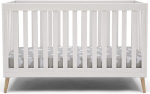 Delta Children Essex 4-in-1 Convertible Baby Crib, Bianca White with Natural Legs