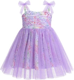 Toddler Baby Girl 1st Birthday Outfit Summer Sundress Clothes Rainbow Floral Tulle Tutu Dress Cake Smash Photoshoot