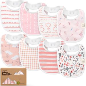 8-Pack Organic Baby Bibs for Boys, Girls – Soft Cotton Drooling and Teething Baby Bibs, Baby Girl Bibs, Baby Boy Bibs, Baby Drool Bibs for Baby Girl, Boy, Newborn Infant Bibs (Sweet Charm)