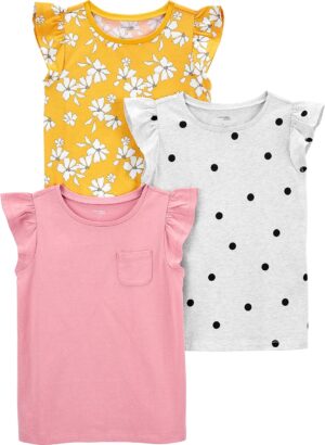 Simple Joys by Carter’s Girls’ Short-Sleeve Shirts and Tops, Pack of 3