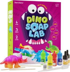 Dan&Darci Dino Soap Making Kit for Kids, Dinosaur Science Toys Kits, Easter Gifts for Kid All Ages, DIY Activities Craft – Art Crafts Gift Set for Boys and Girls Age 3 4 5 6 7 8 12 Year Old Boy